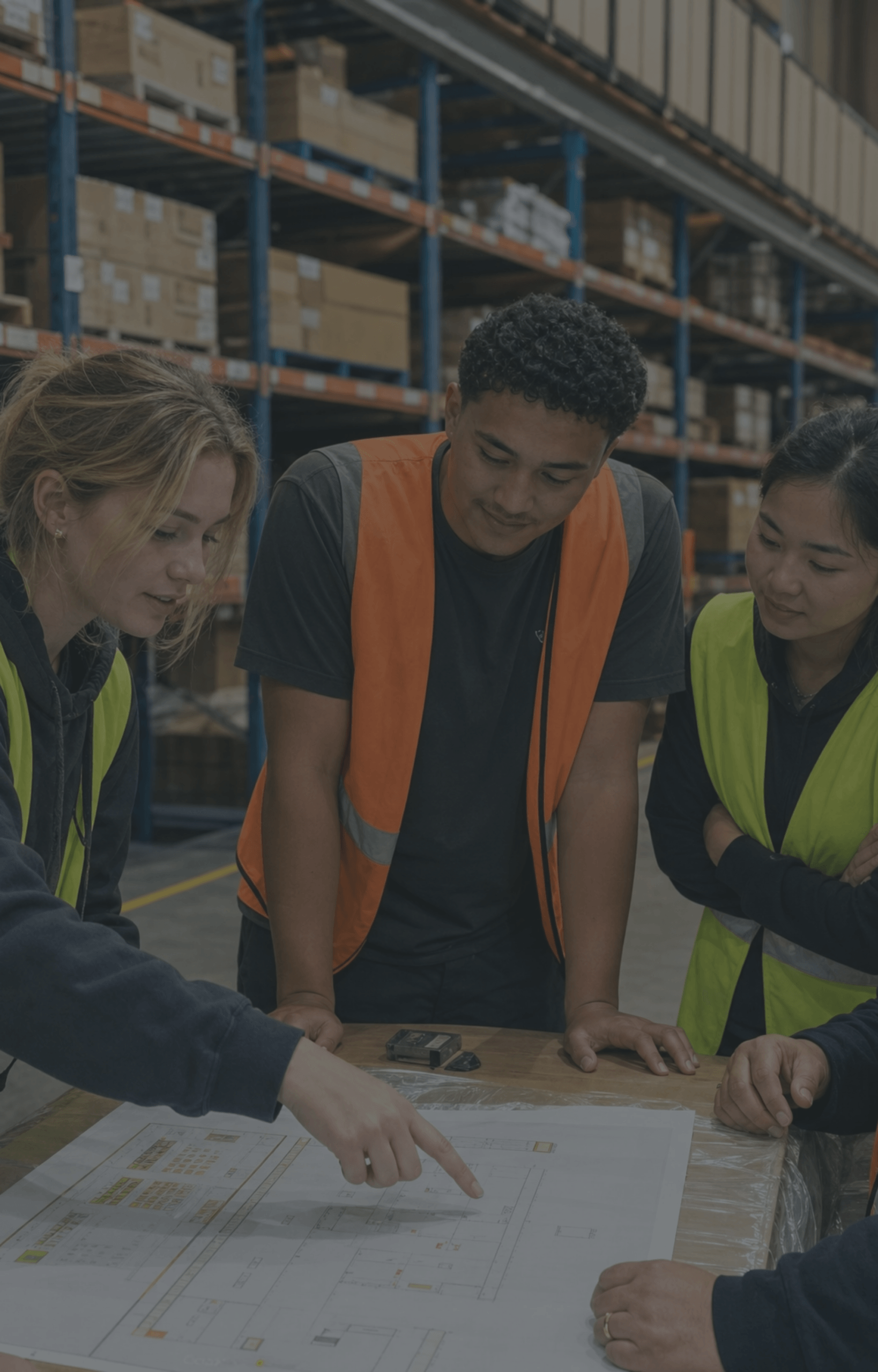 diverse-young-workers-hi-vis-warehouse-logistics-plans-dark-overlay-nz